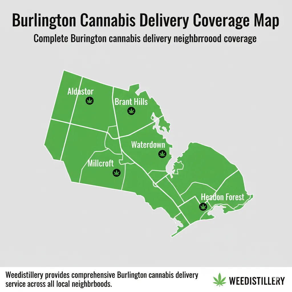 Burlington weed delivery service areas map - full coverage.