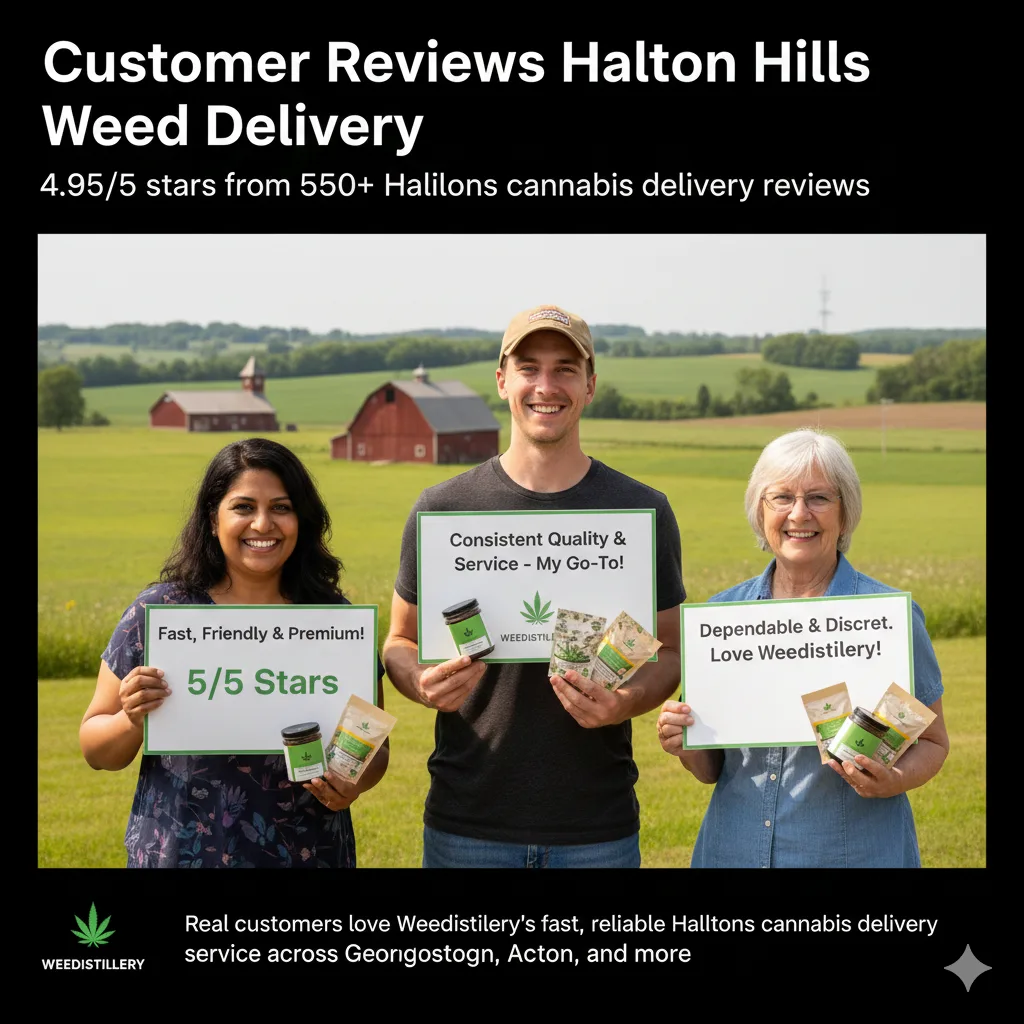 5-star Halton Hills cannabis delivery reviews from Weedistillery customers.