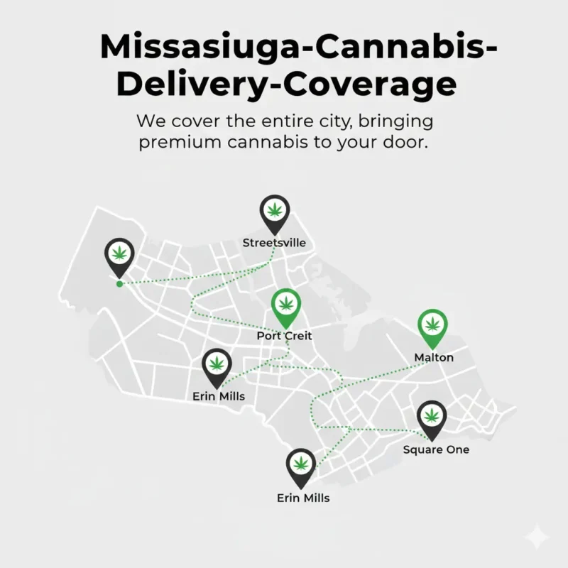 Weed delivery zones map for Mississauga Ontario.