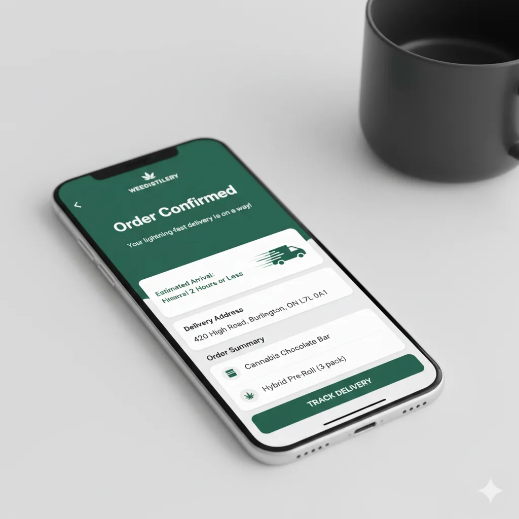 Burlington cannabis delivery mobile app ordering - Weedistillery.