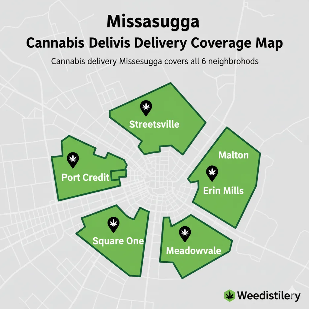 Cannabis delivery Weed service areas - 6 neighborhoods map