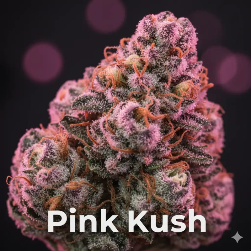 Pink Kush cannabis strain macro photography.