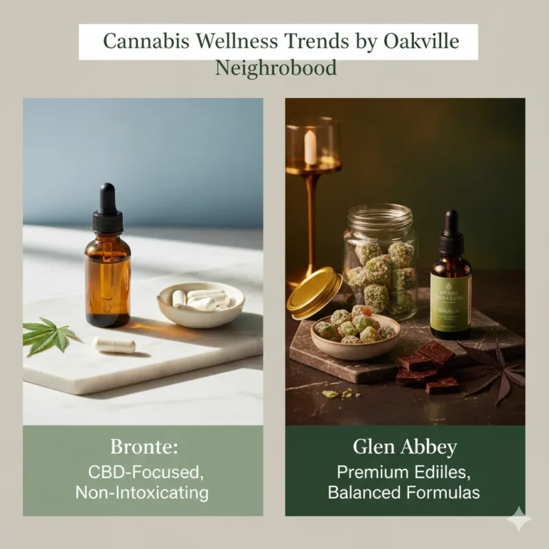 Oakville neighborhood cannabis preferences: Bronte CBD oils versus Glen Abbey premium edibles comparison