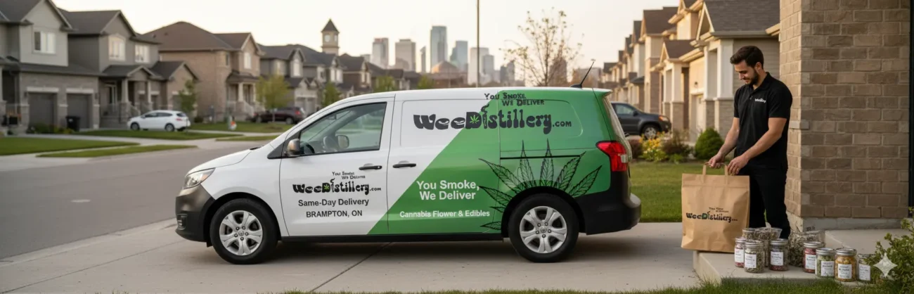 Weedistillery same-day weed delivery Brampton Ontario cannabis flower edibles