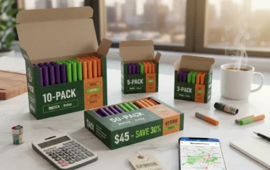 Pre-roll multi-packs Brampton showing 3-pack 5-pack 10-pack variety bundles with indica sativa hybrid options price savings calculator smartphone delivery