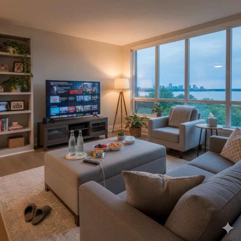 Cannabis beginner safe home environment Burlington first time setup water snacks entertainment prepared comfortable living room