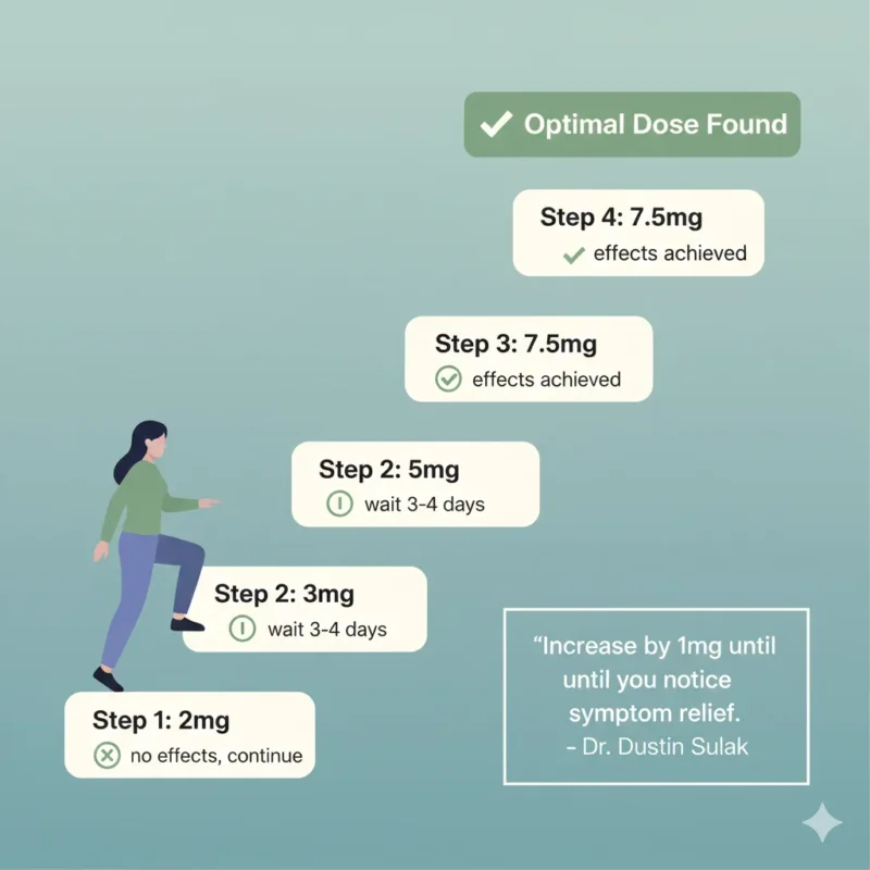 Cannabis microdosing titration chart showing gradual dose increases from 2mg to 7.5mg THC for finding optimal dose