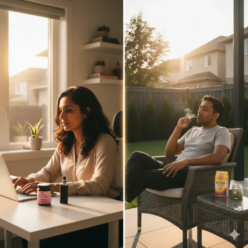 "Springdale cannabis lifestyle Highway 410 commuter strains Pink Kush indica work-from-home evening relaxation L6P L6R"