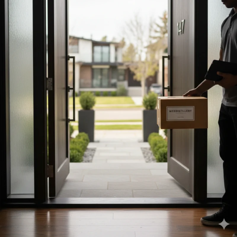 Weedistillery discreet cannabis delivery package on Oakville doorstep same-day service