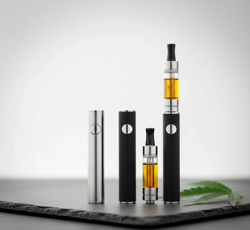 Oakville vape pens premium cannabis cartridges and rechargeable batteries displayed
