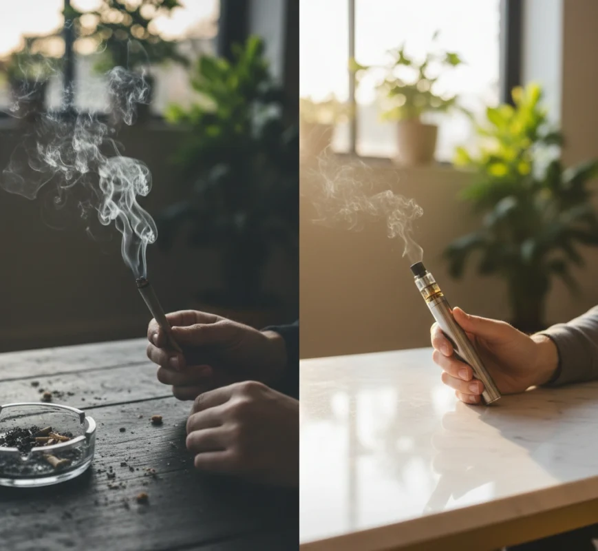 Oakville vape pens health benefits comparison showing vaping versus smoking cannabis