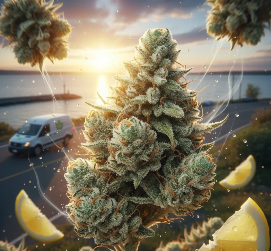 Oakville sativa strains Frozen Lemons AA frosty buds for daytime energy Weedistillery delivery