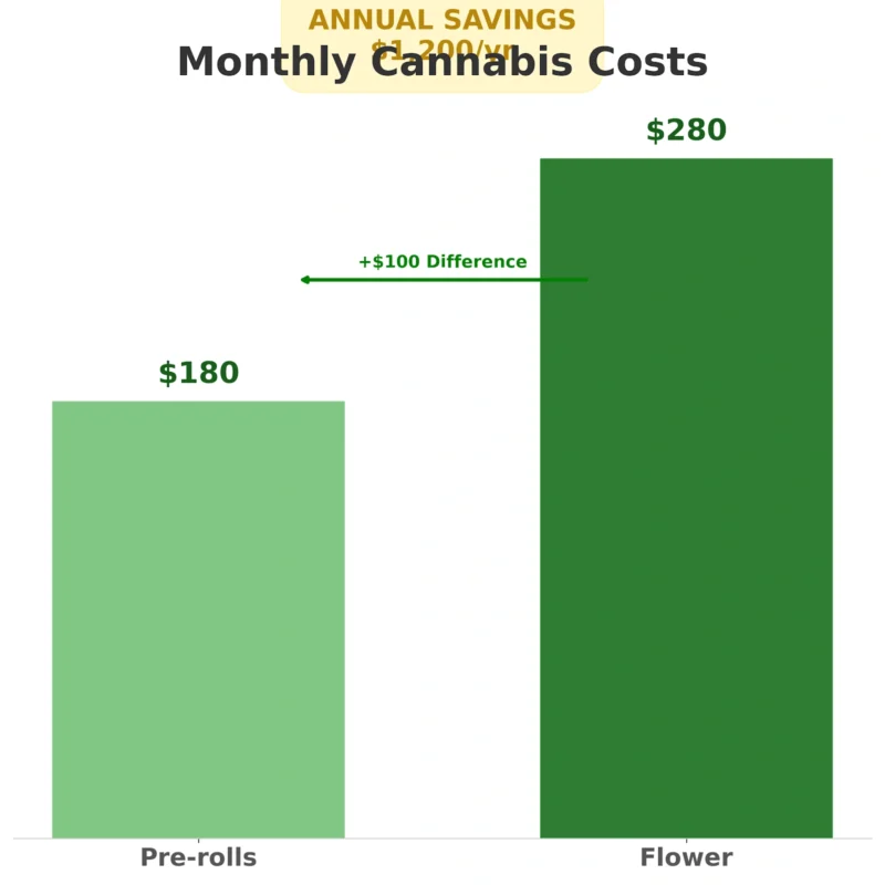 Cost savings chart for best weed strains Mississauga vs. alternatives.