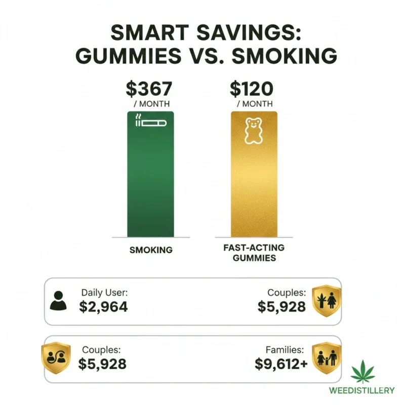Cost savings chart: Mississauga THC gummies vs. smoking in 2026.