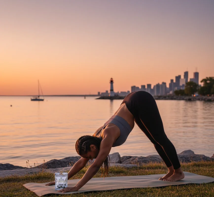 Pairing fast-acting THC gummies with yoga wellness in Mississauga.