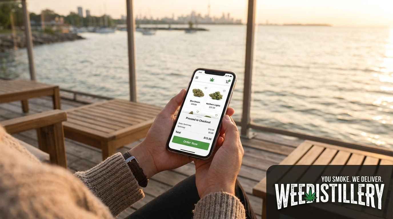 Ordering weed delivery online on mobile phone in Port Credit Mississauga – Weedistillery